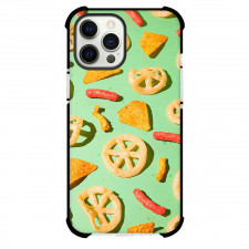 Food Pattern Phone Case For iPhone Samsung Galaxy Pixel OnePlus Vivo Xiaomi Asus Sony Motorola Nokia - Chips Pattern Art On Green Background