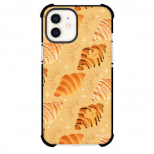Food Pattern Phone Case For iPhone Samsung Galaxy Pixel OnePlus Vivo Xiaomi Asus Sony Motorola Nokia - Croissant Illustration Pattern Art On Beige Background