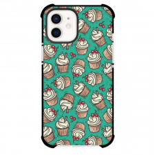 Food Pattern Phone Case For iPhone Samsung Galaxy Pixel OnePlus Vivo Xiaomi Asus Sony Motorola Nokia - Cupcake Trendy Pattern Art On Green Background