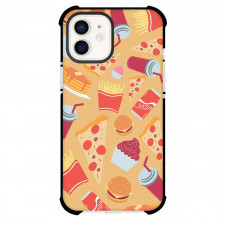 Food Pattern Phone Case For iPhone Samsung Galaxy Pixel OnePlus Vivo Xiaomi Asus Sony Motorola Nokia - Fast Food Pattern Art On Yellow Background