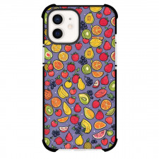 Food Pattern Phone Case For iPhone Samsung Galaxy Pixel OnePlus Vivo Xiaomi Asus Sony Motorola Nokia - Assorted Fruits Pattern Illustration On Purple Background