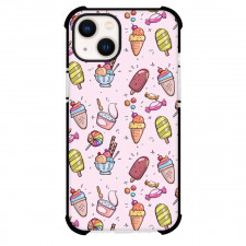 Food Pattern Phone Case For iPhone Samsung Galaxy Pixel OnePlus Vivo Xiaomi Asus Sony Motorola Nokia - Colorful Ice Cream Icon Pattern Art On Pink Background