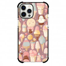 Food Ice Cream Phone Case For iPhone Samsung Galaxy Pixel OnePlus Vivo Xiaomi Asus Sony Motorola Nokia - Ice Cream Doodle Pattern On Muted Pink Background