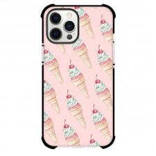 Food Pattern Phone Case For iPhone Samsung Galaxy Pixel OnePlus Vivo Xiaomi Asus Sony Motorola Nokia - Ice Cream Pattern Art Pink Background
