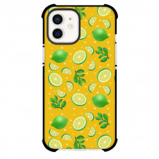 Food Pattern Phone Case For iPhone Samsung Galaxy Pixel OnePlus Vivo Xiaomi Asus Sony Motorola Nokia - Green Limes And Star Pattern Art On Yellow Backgroud