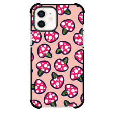Food Pattern Phone Case For iPhone Samsung Galaxy Pixel OnePlus Vivo Xiaomi Asus Sony Motorola Nokia - Mushroom Cartoon Pattern Art On Pink Background
