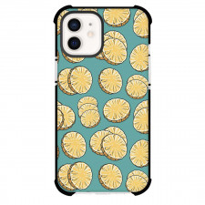 Food Pattern Phone Case For iPhone Samsung Galaxy Pixel OnePlus Vivo Xiaomi Asus Sony Motorola Nokia - Sliced Pineapple Pattern Art On Cyan Background