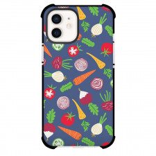 Food Pattern Phone Case For iPhone Samsung Galaxy Pixel OnePlus Vivo Xiaomi Asus Sony Motorola Nokia - Vegetable Illustration Pattern Art On Blue Background