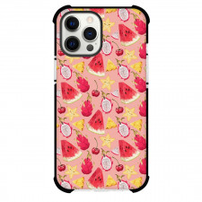 Food Pattern Phone Case For iPhone Samsung Galaxy Pixel OnePlus Vivo Xiaomi Asus Sony Motorola Nokia - Watermelon Cherry And Dragon Fruits Pattern Art On Pink Background