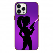 Futurama Leela Phone Case For iPhone Samsung Galaxy Pixel OnePlus Vivo Xiaomi Asus Sony Motorola Nokia - Leela Silhoutte Side Portrait Violet Background