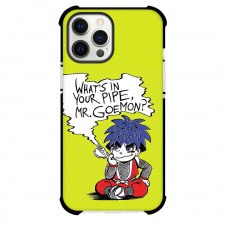 Ganbare Goemon Phone Case For iPhone Samsung Galaxy Pixel OnePlus Vivo Xiaomi Asus Sony Motorola Nokia - Ganbare Goemon Whats In Your Pipe Cartoon Art On Green Background