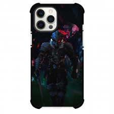 Goblin Slayer Phone Case For iPhone Samsung Galaxy Pixel OnePlus Vivo Xiaomi Asus Sony Motorola Nokia - Goblin Slayer Robot Blue Costume with Multi Pattern Background