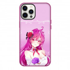 Guardian Tales Karina Phone Case For iPhone Samsung Galaxy Pixel OnePlus Vivo Xiaomi Asus Sony Motorola Nokia - Karina Smiling Portrait In Pink Background