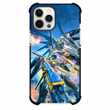 Gundam Phone Case For iPhone Samsung Galaxy Pixel OnePlus Vivo Xiaomi Asus Sony Motorola Nokia - Gundam Freedom & Wing Zero on Multi Pattern Background