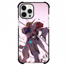Gundam Iron Blooded Phone Case For iPhone Samsung Galaxy Pixel OnePlus Vivo Xiaomi Asus Sony Motorola Nokia - Barbatos Showing Power in Eyes with Multi Pattern Background