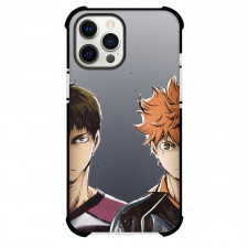 Haikyu Hinata Shoyo and Wakatoshi Ushijima Phone Case For iPhone Samsung Galaxy Pixel OnePlus Vivo Xiaomi Asus Sony Motorola Nokia - Both Character Poster on Grey Background