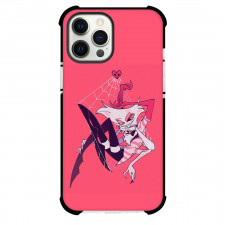 Hazbin Hotel Angel Dust Phone Case For iPhone Samsung Galaxy Pixel OnePlus Vivo Xiaomi Asus Sony Motorola Nokia - Angel Dust Hanging On A Spider Net On Pink Background