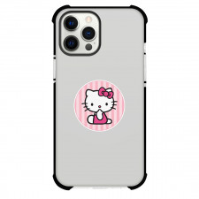 Sanrio Hello Kitty Phone Case For iPhone Samsung Galaxy Pixel OnePlus Vivo Xiaomi Asus Sony Motorola Nokia - Sanrio Hello Kitty Round Sticker On Pink Stripe