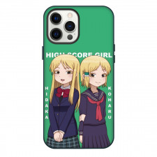 High Score Girl Phone Case For iPhone Samsung Galaxy Pixel OnePlus Vivo Xiaomi Asus Sony Motorola Nokia - Hidaka And Koharu Unifrom Portrait In Green Background