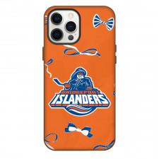 Bridgeport Islanders Phone Case For iPhone Samsung Galaxy Pixel OnePlus Vivo Xiaomi Asus Sony Motorola Nokia - Logo Ribbon In Orange Background