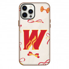 Calgary Wranglers Phone Case For iPhone Samsung Galaxy Pixel OnePlus Vivo Xiaomi Asus Sony Motorola Nokia - Logo Ribbon In Beige Background