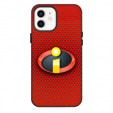 The Incredibles Phone Case For iPhone Samsung Galaxy Pixel OnePlus Vivo Xiaomi Asus Sony Motorola Nokia - The Incredibles Logo On Red Mesh Pattern Background