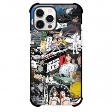 Initial D Phone Case For iPhone Samsung Galaxy Pixel OnePlus Vivo Xiaomi Asus Sony Motorola Nokia - Initial D Car Race Characters with Two Girls Collage