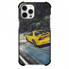 Initial D RX-7 FD3S Phone Case For iPhone Samsung Galaxy Pixel OnePlus Vivo Xiaomi Asus Sony Motorola Nokia - RX-7 FD3S Racing Yellow Car with Tree Pattern Background