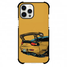 Initial D RX-7 FD3S Phone Case For iPhone Samsung Galaxy Pixel OnePlus Vivo Xiaomi Asus Sony Motorola Nokia - RX-7 FD3S Yellow Car with Yellow Background