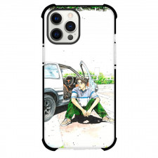 Initial D Takumi Fujiwara Phone Case For iPhone Samsung Galaxy Pixel OnePlus Vivo Xiaomi Asus Sony Motorola Nokia - Takumi Fujiwara Sit on Road and Open the Car Gate Art