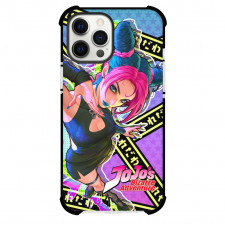 JoJo's Bizarre Adventure Jolyne Cujoh Phone Case For iPhone Samsung Galaxy Pixel OnePlus Vivo Xiaomi Asus Sony Motorola Nokia - Jolyne Cujoh Standing Comic Art On Blockade Line Background