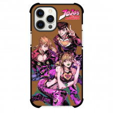 JoJo's Bizarre Adventure Jolyne Cujoh Josuke Higashikata Giorno Giovanna Phone Case For iPhone Samsung Galaxy Pixel OnePlus Vivo Xiaomi Asus Sony Motorola Nokia - Jolyne Cujoh Josuke Higashikata Giorno Giovanna Portrait On Brown Background