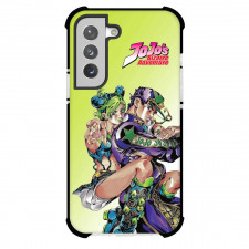JoJo's Bizarre Adventure Jolyne Cujoh Josuke Higashikata Phone Case For iPhone Samsung Galaxy Pixel OnePlus Vivo Xiaomi Asus Sony Motorola Nokia - Jolyne Cujoh Josuke Higashikata Side Portrait On Green Background