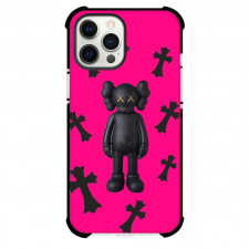 Kaws Phone Case For iPhone Samsung Galaxy Pixel OnePlus Vivo Xiaomi Asus Sony Motorola Nokia - Kaws 3D Figure Black On Pink Background
