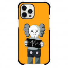Kaws Phone Case For iPhone Samsung Galaxy Pixel OnePlus Vivo Xiaomi Asus Sony Motorola Nokia - Gray Standing Portrait Orange Background