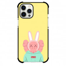 Kaws Phone Case For iPhone Samsung Galaxy Pixel OnePlus Vivo Xiaomi Asus Sony Motorola Nokia - Pink Bunny Supreme Yellow Background