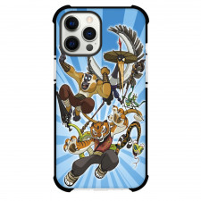 Kung Fu Panda Phone Case For iPhone Samsung Galaxy Pixel OnePlus Vivo Xiaomi Asus Sony Motorola Nokia - Kung Fu Panda Character Art On Blue Retro Background