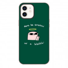 Ketnipz Phone Case For iPhone Samsung Galaxy Pixel OnePlus Vivo Xiaomi Asus Sony Motorola Nokia - Ketnipz Dont Be Stressin Ur A Blessinn Minimalist Art On Green Background