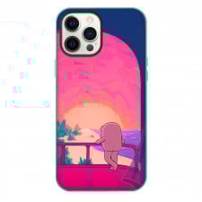 Ketnipz Phone Case For iPhone Samsung Galaxy Pixel OnePlus Vivo Xiaomi Asus Sony Motorola Nokia - Ketnipz Standing On Balcony Aesthetic Pink Blue Drawing Art Poster