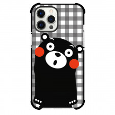 Kumamon Phone Case For iPhone Samsung Galaxy Pixel OnePlus Vivo Xiaomi Asus Sony Motorola Nokia - Kumamon Give Shocking Expression on Check Pattern Background