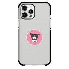 Sanrio kuromi Phone Case For iPhone Samsung Galaxy Pixel OnePlus Vivo Xiaomi Asus Sony Motorola Nokia - kuromi Sitting On Pink Background Sticker