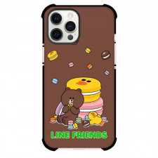 LINE Friends Phone Case For iPhone Samsung Galaxy Pixel OnePlus Vivo Xiaomi Asus Sony Motorola Nokia - LINE Friends Brown Eating Cookies On Brown Background
