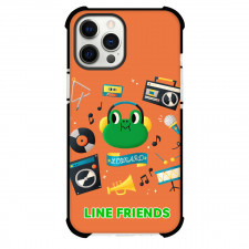 LINE Friends Leonard Phone Case For iPhone Samsung Galaxy Pixel OnePlus Vivo Xiaomi Asus Sony Motorola Nokia - Leonard Listening Music On Orange Background