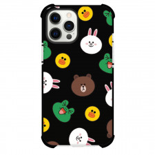 LINE Friends Phone Case For iPhone Samsung Galaxy Pixel OnePlus Vivo Xiaomi Asus Sony Motorola Nokia - LINE Friends Pattern Art On Black Background