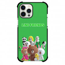 LINE Friends Phone Case For iPhone Samsung Galaxy Pixel OnePlus Vivo Xiaomi Asus Sony Motorola Nokia - LINE Friends Standing On Green Background