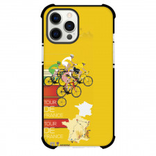 Le Tour De France Phone Case For iPhone Samsung Galaxy Pixel OnePlus Vivo Xiaomi Asus Sony Motorola Nokia - Le Tour De France Four Cyclists On France Map Route On Yellow Flat Vector Illustration Poster