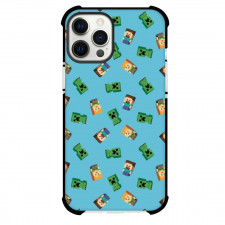 Minecraft Phone Case For iPhone Samsung Galaxy Pixel OnePlus Vivo Xiaomi Asus Sony Motorola Nokia - Characters Pattern In Sky Blue Background