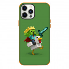 Minecraft Chicken Jockey King Creeper Phone Case For iPhone Samsung Galaxy Pixel OnePlus Vivo Xiaomi Asus Sony Motorola Nokia - King Creeper On Chicken Jockey Green Background Poster