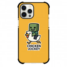Minecraft Chicken Jockey Phone Case For iPhone Samsung Galaxy Pixel OnePlus Vivo Xiaomi Asus Sony Motorola Nokia - Minecraft Chicken Jockey Mini Diecut Sticker On Orange Background