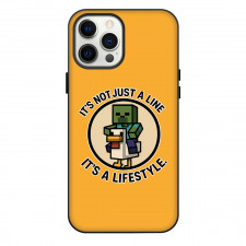 Minecraft Chicken Jockey Phone Case For iPhone Samsung Galaxy Pixel OnePlus Vivo Xiaomi Asus Sony Motorola Nokia - Minecraft Chicken Jockey Its Not Just A Line Its A Lifestyle Sticker On Orange Background